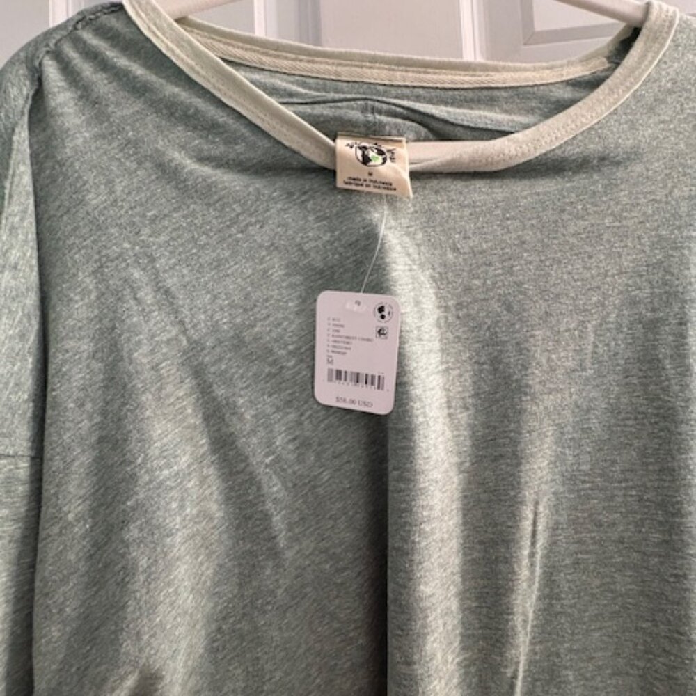 Free People Sage Green short Sleeve Lounge Tee (Size M) - Picture 4 of 5